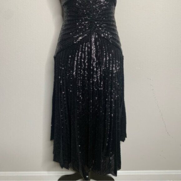 NWT A.L.C Lou Black Sequined Keyhole Midi Cocktail Dress - Picture 10 of 14